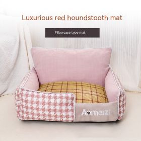 Removable And Washable Pet Bed Four Seasons Universal (Option: Red-With Mat Cover-S)
