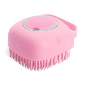 Pet Silicone Bath Massage Brush, Head Massager Filling Liquid Rubbing Artifact Massage Bath, Shampoo Brush (Color: Pink)